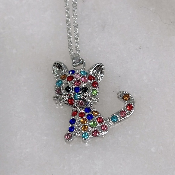 Glamour Rhinestone Kitty Necklace - Picture 1 of 3